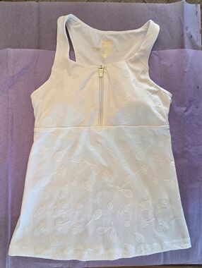 Lilly Pulitzer Luxletic Kalila White Tennis Top Pineapple Embossed Active XXS